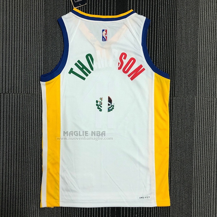 Maglia
 Klay Thompson NO 11 Golden State Warriors Slam Dunk Special Mexico Edition 2022 Bianco
